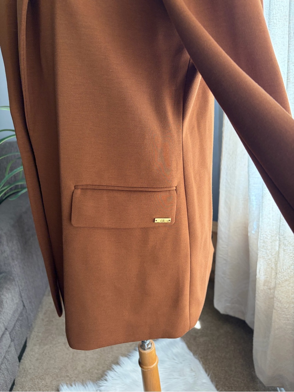 Calvin Klein Tailored Blazer Jacket in Caramel brown color. - Picture 4 of 10